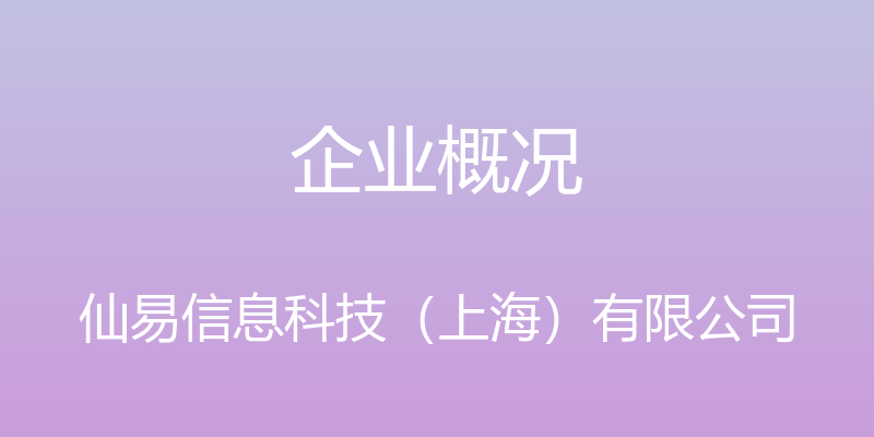 企业概况 - 仙易信息科技（上海）有限公司