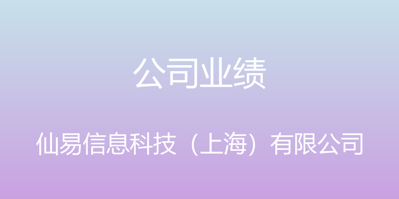 公司业绩 - 仙易信息科技（上海）有限公司